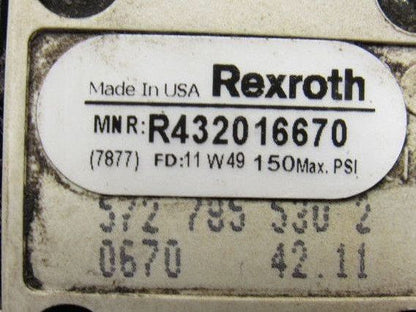 Rexroth R432016670 5/3 Position Closed Center Solenoid Operated Valve 120V Coil