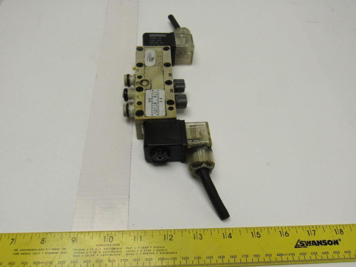 Rexroth R432016670 5/3 Way Closed Center Double Solenoid Air Valve 120V Coil