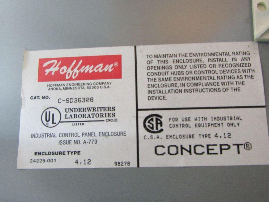 Hoffman C-SD36308 Steel Hinged Door Electrical Enclosure 36"x30"x8" W/Back Plate