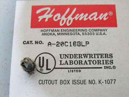 Hoffman A-20C16BLP Electrical Enclosure 20x16x8" Fusible Disconnect Control Box