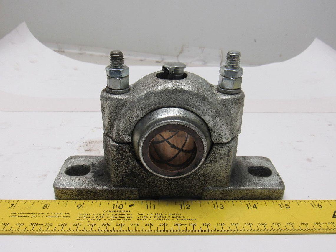 1-1/4" ID Self Aligning Spherical Bronze Sleeve 2 Bolt Bearing Block