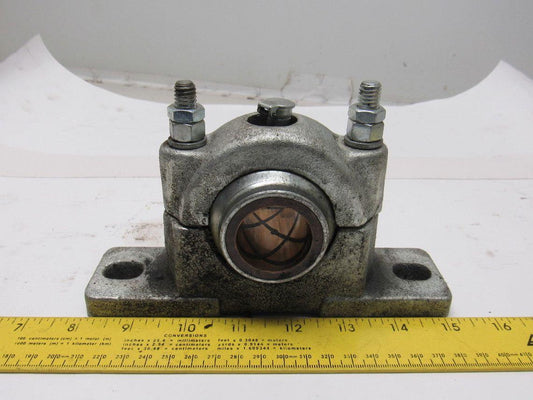 1-1/4" ID Self Aligning Spherical Bronze Sleeve 2 Bolt Bearing Block
