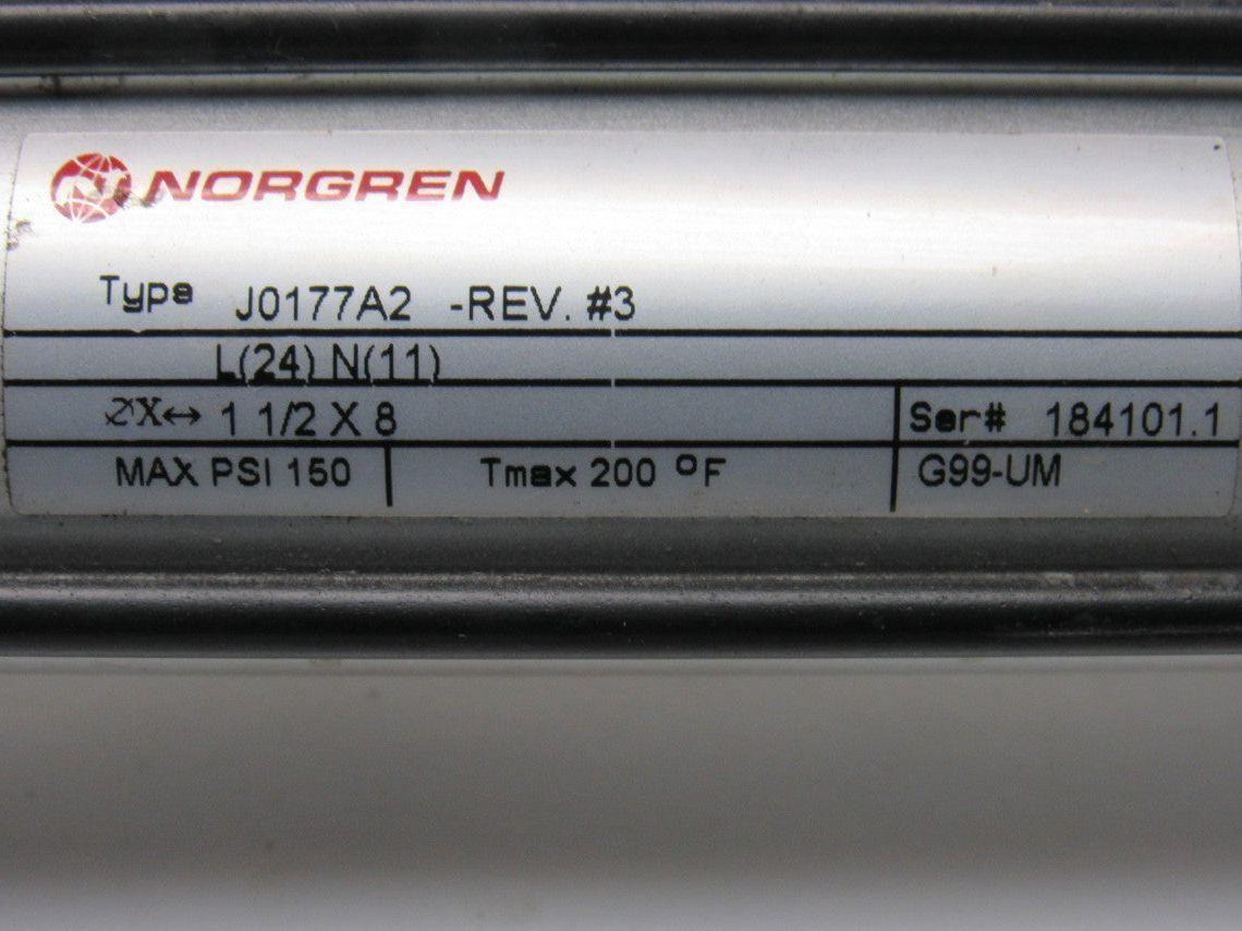 Norgren J0177A2 Rev #3 Pneumatic Tie Rod Cylinder 1-1/2" Bore 7-5/8" Stroke