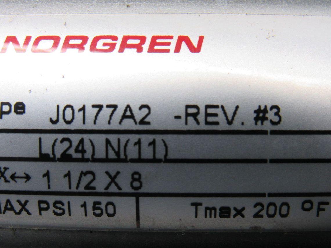 Norgren J0177A2 Rev #3 Pneumatic Tie Rod Cylinder 1-1/2" Bore 7-5/8" Stroke