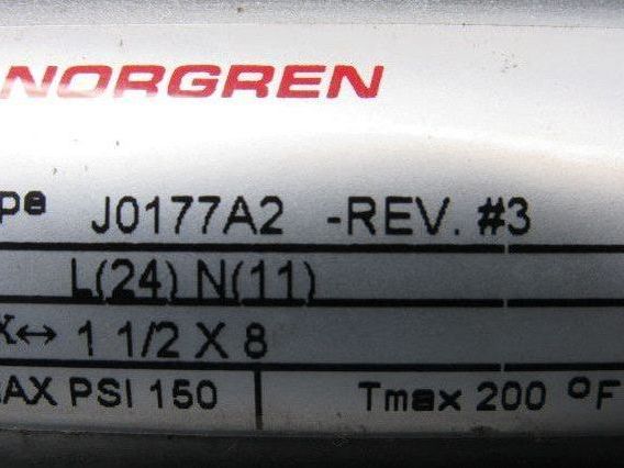 Norgren J0177A2 Rev #3 Pneumatic Tie Rod Cylinder 1-1/2" Bore 7-5/8" Stroke