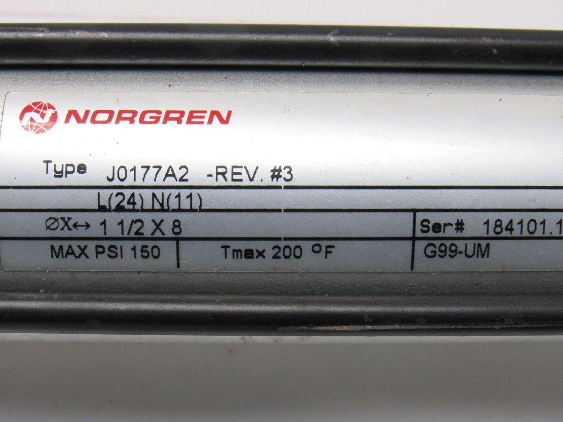 Norgren J0177A2 Rev #3 Pneumatic Tie Rod Cylinder 1-1/2" Bore 7-5/8" Stroke
