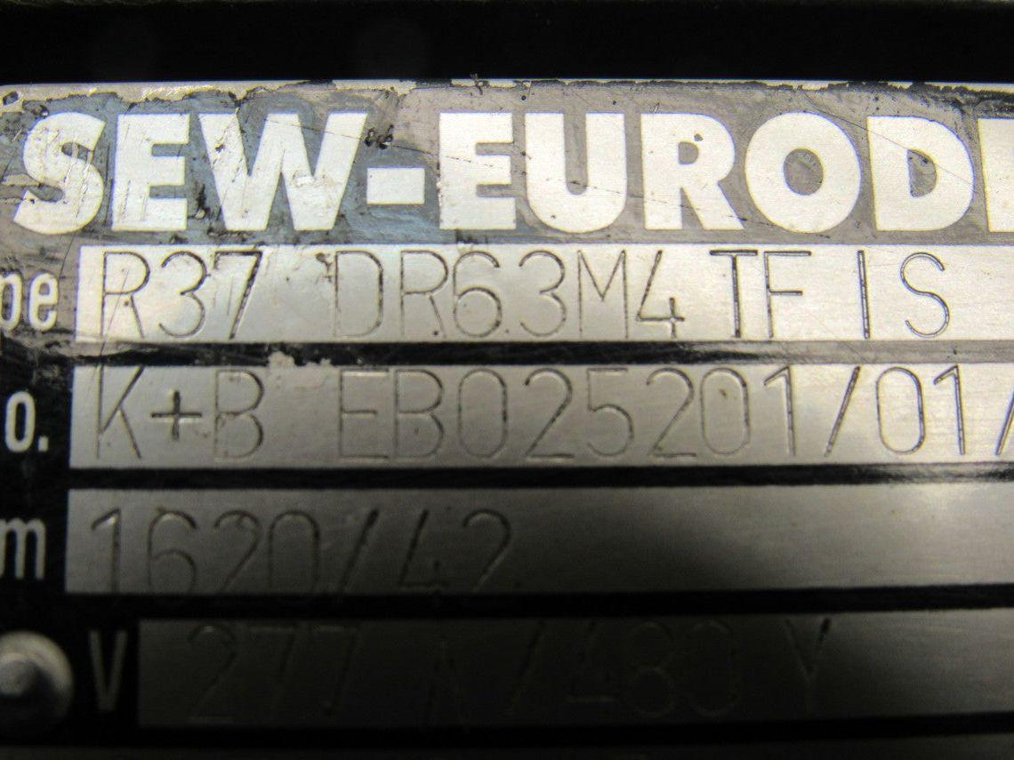 Sew Eurodrive R37 DR63M4TFIS Electric Gear Motor 277/480V 3Ph  42 RPM
