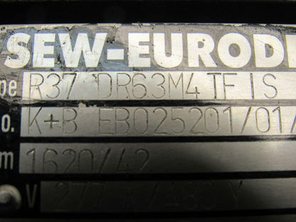 Sew Eurodrive R37 DR63M4TFIS Electric Gear Motor 277/480V 3Ph  42 RPM