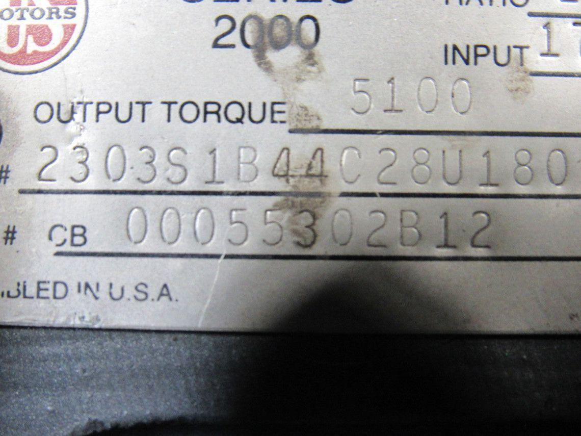 US Motors Series 2000 28:1 Ratio 1750RPM 62.5 Output Thru Shaft Gear Reducer