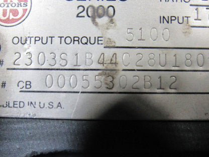 US Motors Series 2000 28:1 Ratio 1750RPM 62.5 Output Thru Shaft Gear Reducer