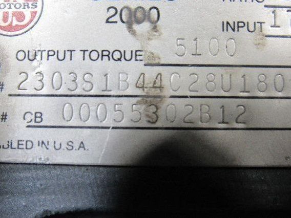 US Motors Series 2000 28:1 Ratio 1750RPM 62.5 Output Thru Shaft Gear Reducer