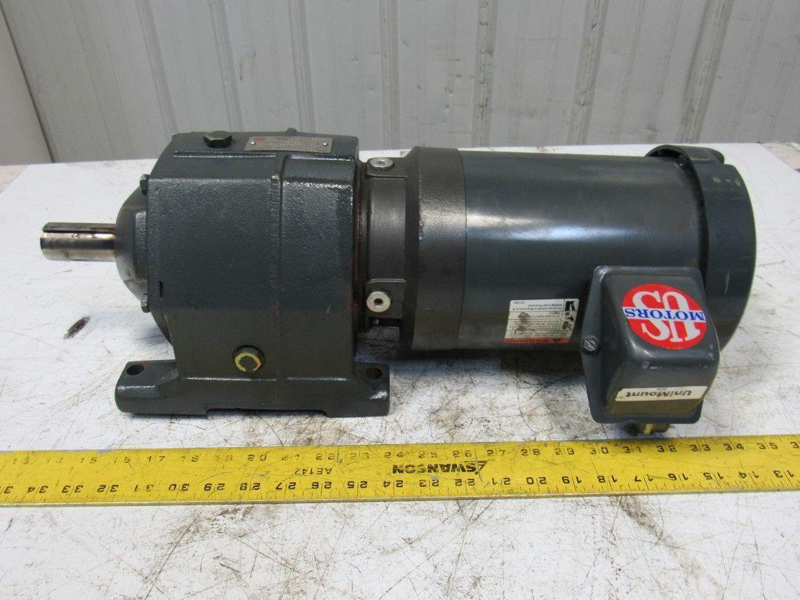 US Motors E190A 22.4:1 Ratio 78RPM 208-230/460V 3Ph Inline Helical Gear Motor