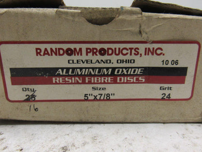 Random Products 5"x7/8" Aluminum Oxide Resin Fibre Disc 24 Grit Lot of 16