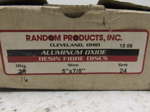 Random Products 5"x7/8" Aluminum Oxide Resin Fibre Disc 24 Grit Lot of 16