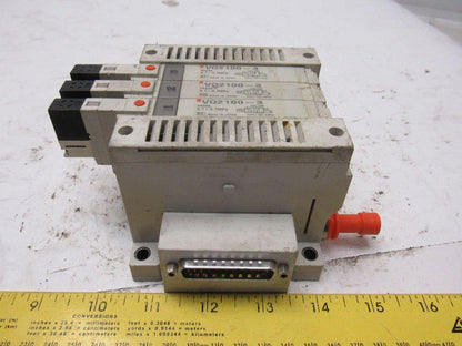 SMC VQ2100-3 5/2 Position Sigle Solenoid Operated Valve Bank Manifold 120V