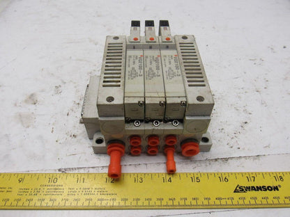 SMC VQ2100-3 5/2 Position Sigle Solenoid Operated Valve Bank Manifold 120V