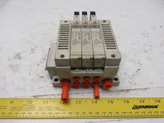 SMC VQ2100-3 5/2 Position Sigle Solenoid Operated Valve Bank Manifold 120V