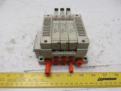 SMC VQ2100-3 5/2 Position Sigle Solenoid Operated Valve Bank Manifold 120V