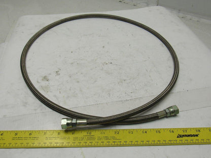 60" OAL 1/4" ID Stainless Steel Braided Hydraulic Line -6 9/16" Flare JIC Female