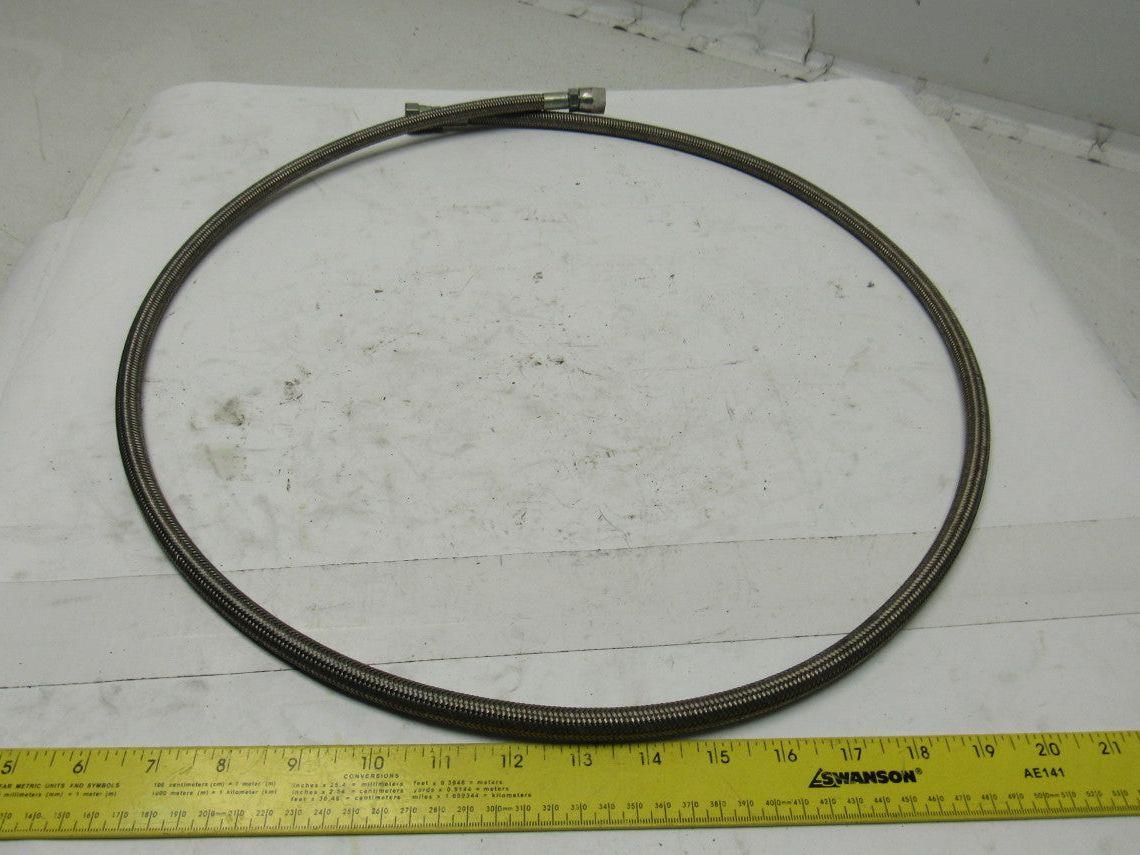 60" OAL 1/4" ID Stainless Steel Braided Hydraulic Line -6 9/16" Flare JIC Female