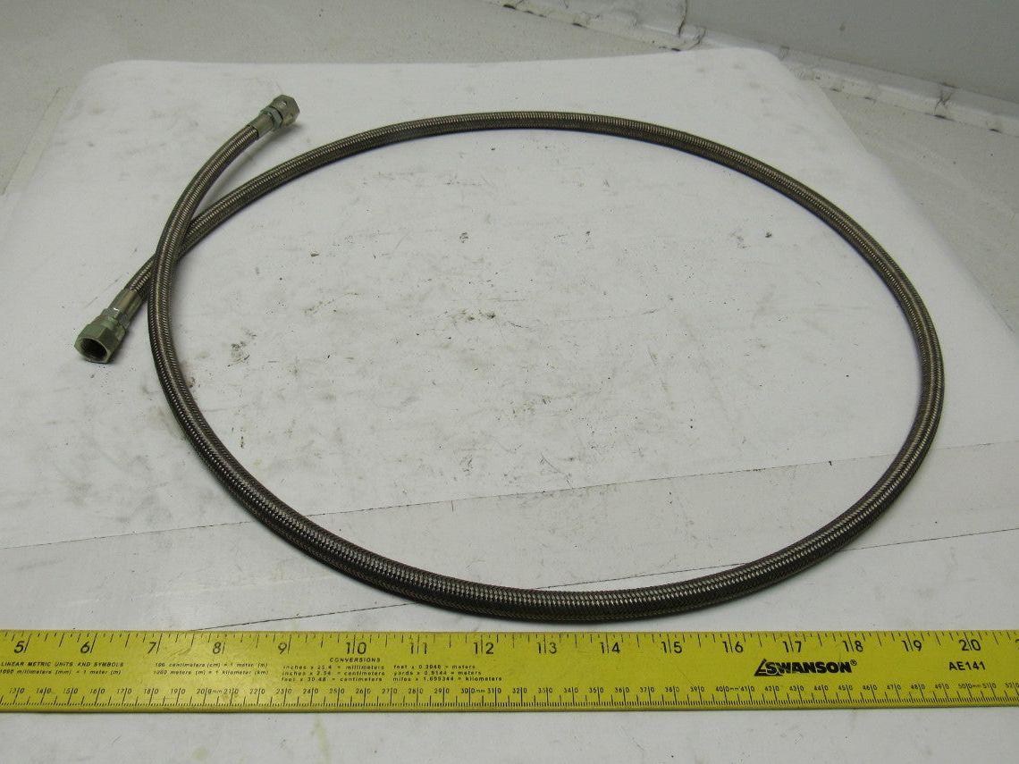 60" OAL 1/4" ID Stainless Steel Braided Hydraulic Line -6 9/16" Flare JIC Female