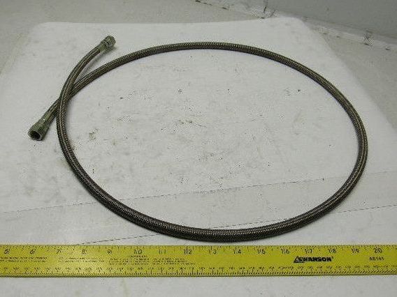 60" OAL 1/4" ID Stainless Steel Braided Hydraulic Line -6 9/16" Flare JIC Female