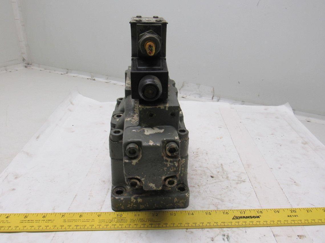 Racine FD4 BSHS 701SE Solenoid Pilot Operated 3 Position Spool Valve Unit 115V