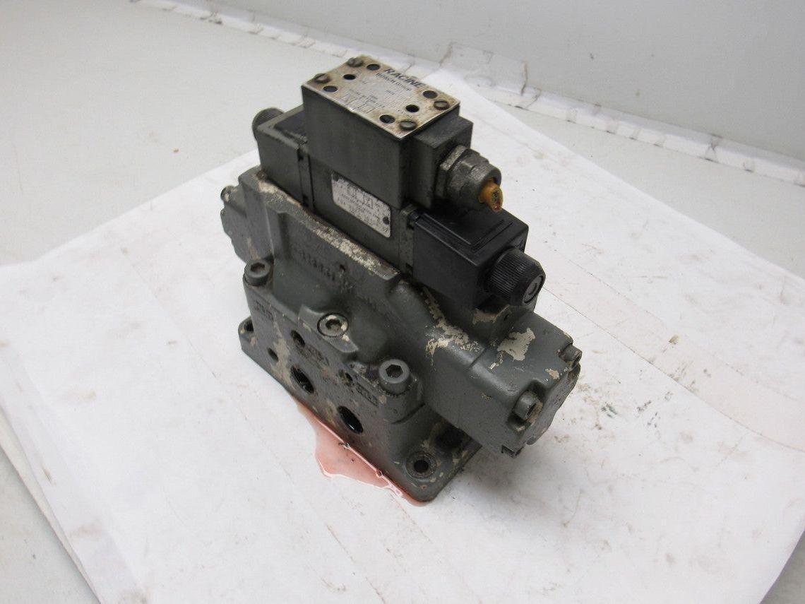 Racine FD4 BSHS 701SE Solenoid Pilot Operated 3 Position Spool Valve Unit 115V