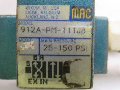 MAC 912A-PM-111JB 4 Way Single Solenoid Operated Pneumatic Valve 24V Coil