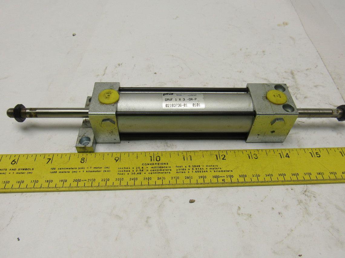 Phd DAVF 1x3-DR-P 1" Bore 3" Stroke Double Ended Rod Cylinder Push Pull