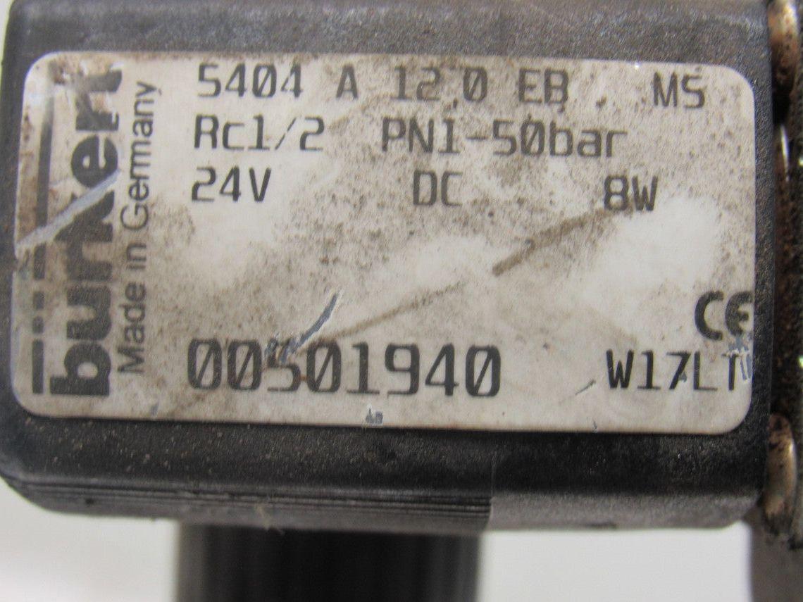 Burkert 00501940 Pneumatic Flow Control Solenoid Valve Assembly 24VDC Coil