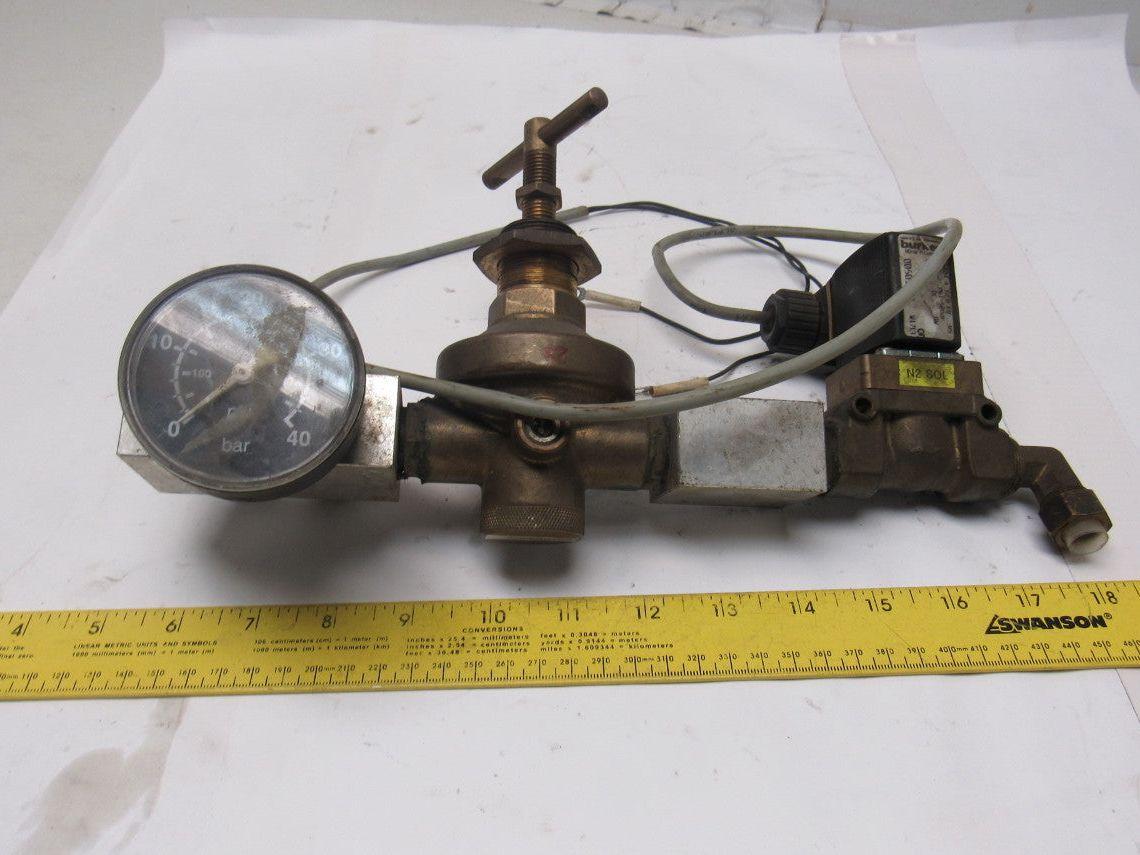 Burkert 00501940 Pneumatic Flow Control Solenoid Valve Assembly 24VDC Coil