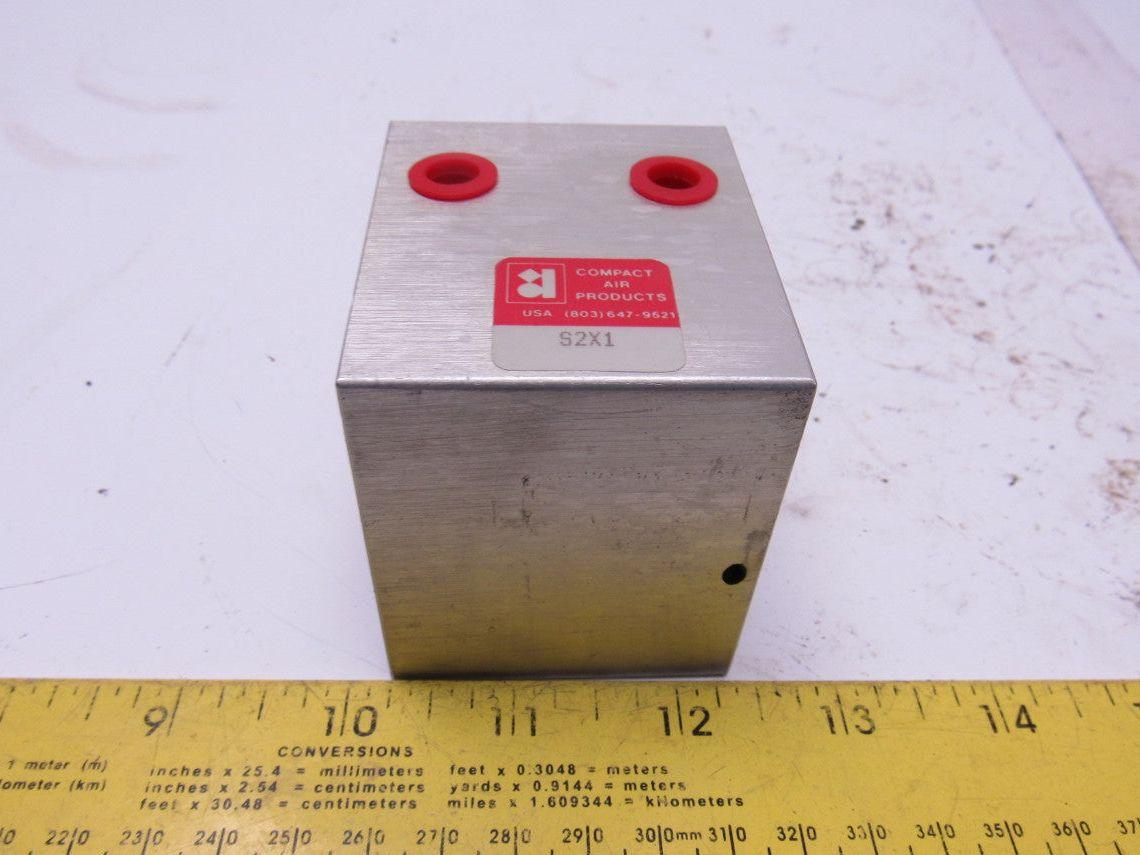 Compact Air Products S2X1 2-1/2" Square Bore Air Cylinder 1" Stroke
