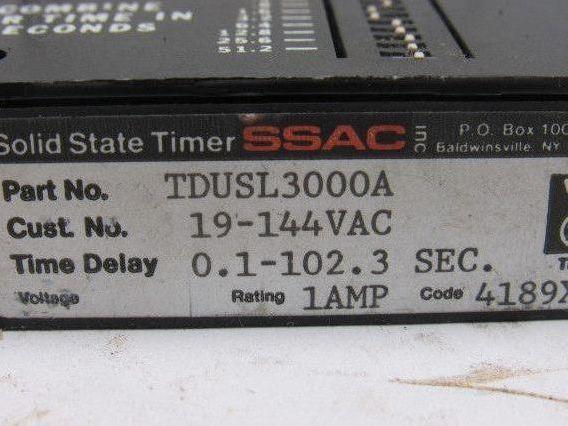 SSAC TDUSL3000A 19-144VAC 0.1-102.3 Second Solid State Timer