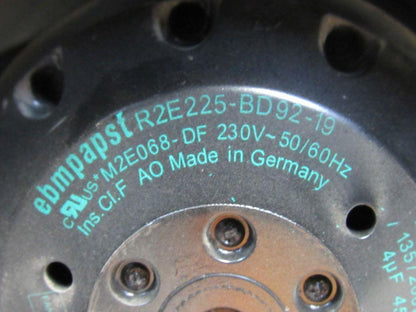 Ebmpapst R2E225-BD92-19 230V 50/60Hz 2950RPM Backward Curved Centrifugal Fan