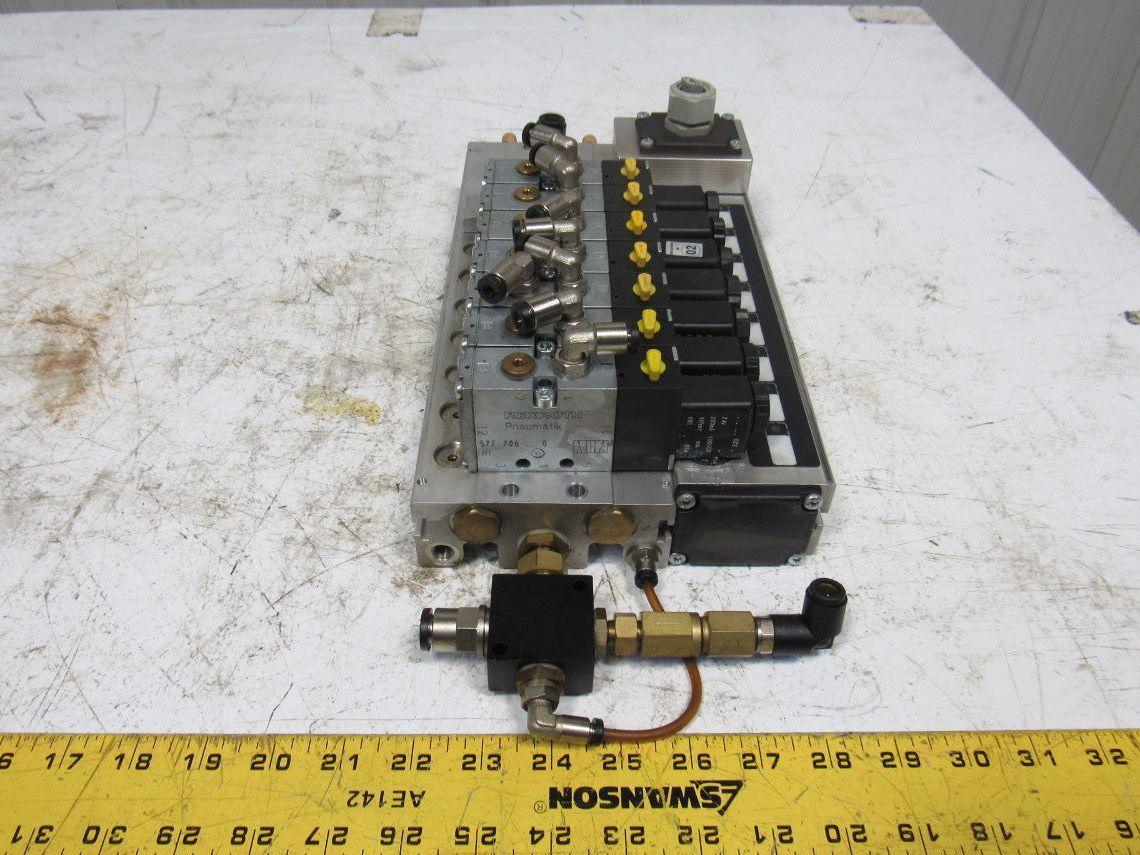 Rexroth 5777060220 5/2 Single Solenoid Valve Bank Manifold 24VDC Coil