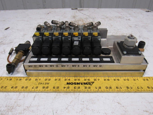 Rexroth 5777060220 5/2 Single Solenoid Valve Bank Manifold 24VDC Coil