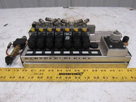 Rexroth 5777060220 5/2 Single Solenoid Valve Bank Manifold 24VDC Coil