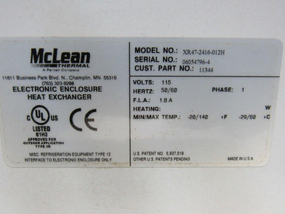 Hoffman XR47-2416-012H Electrical Enclosure Heat Exchanger Cooling Fan 115V