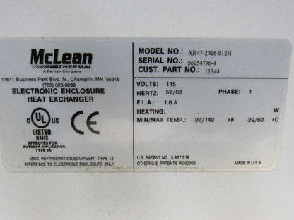 Hoffman XR47-2416-012H Electrical Enclosure Heat Exchanger Cooling Fan 115V