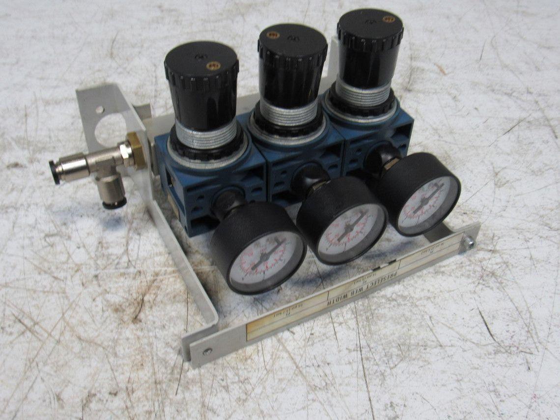 Rexroth Mecman 5350221010 6 Bar Air Pressure Regulator 3 Way Manifold Assembly
