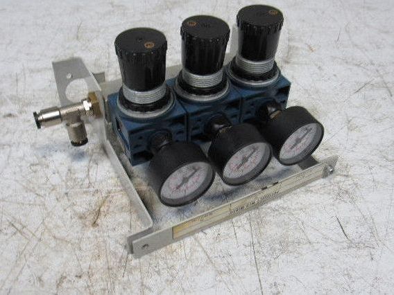 Rexroth Mecman 5350221010 6 Bar Air Pressure Regulator 3 Way Manifold Assembly