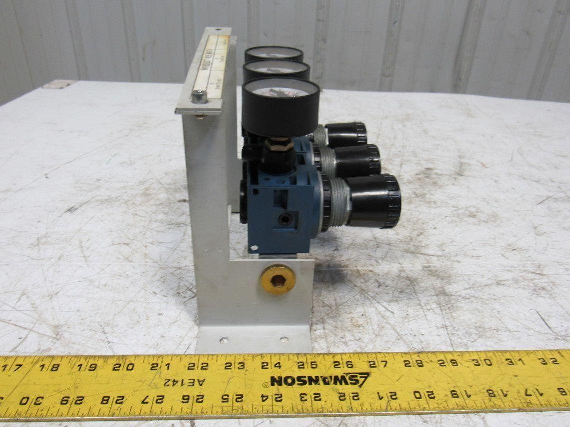 Rexroth Mecman 5350221010 6 Bar Air Pressure Regulator 3 Way Manifold Assembly
