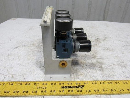 Rexroth Mecman 5350221010 6 Bar Air Pressure Regulator 3 Way Manifold Assembly
