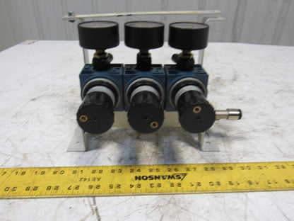 Rexroth Mecman 5350221010 6 Bar Air Pressure Regulator 3 Way Manifold Assembly