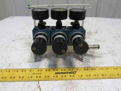 Rexroth Mecman 5350221010 6 Bar Air Pressure Regulator 3 Way Manifold Assembly