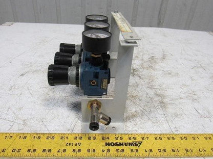 Rexroth Mecman 5350221010 6 Bar Air Pressure Regulator 3 Way Manifold Assembly