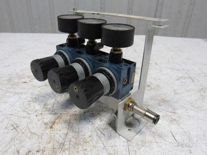 Rexroth Mecman 5350221010 6 Bar Air Pressure Regulator 3 Way Manifold Assembly