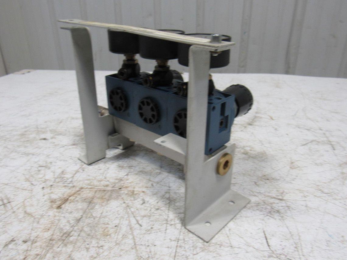 Rexroth Mecman 5350221010 6 Bar Air Pressure Regulator 3 Way Manifold Assembly