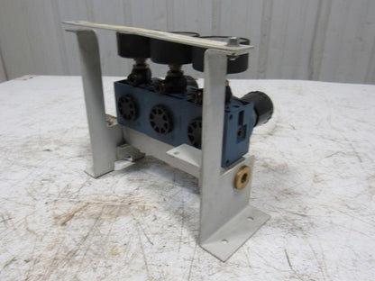 Rexroth Mecman 5350221010 6 Bar Air Pressure Regulator 3 Way Manifold Assembly